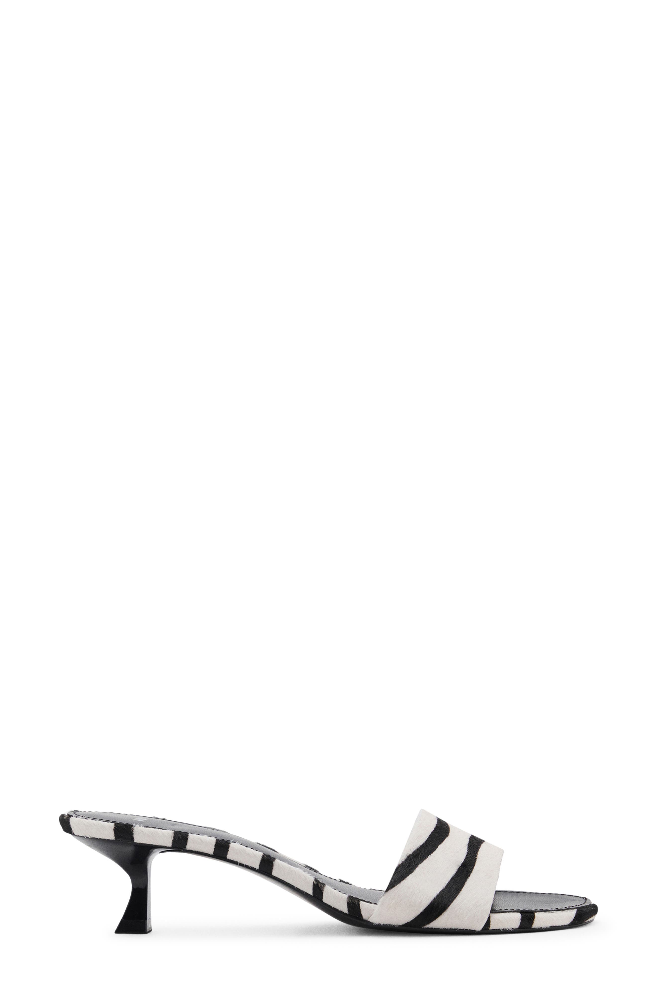 MANGO Genuine Calf Hair Slide Sandal, Alternate, color, White