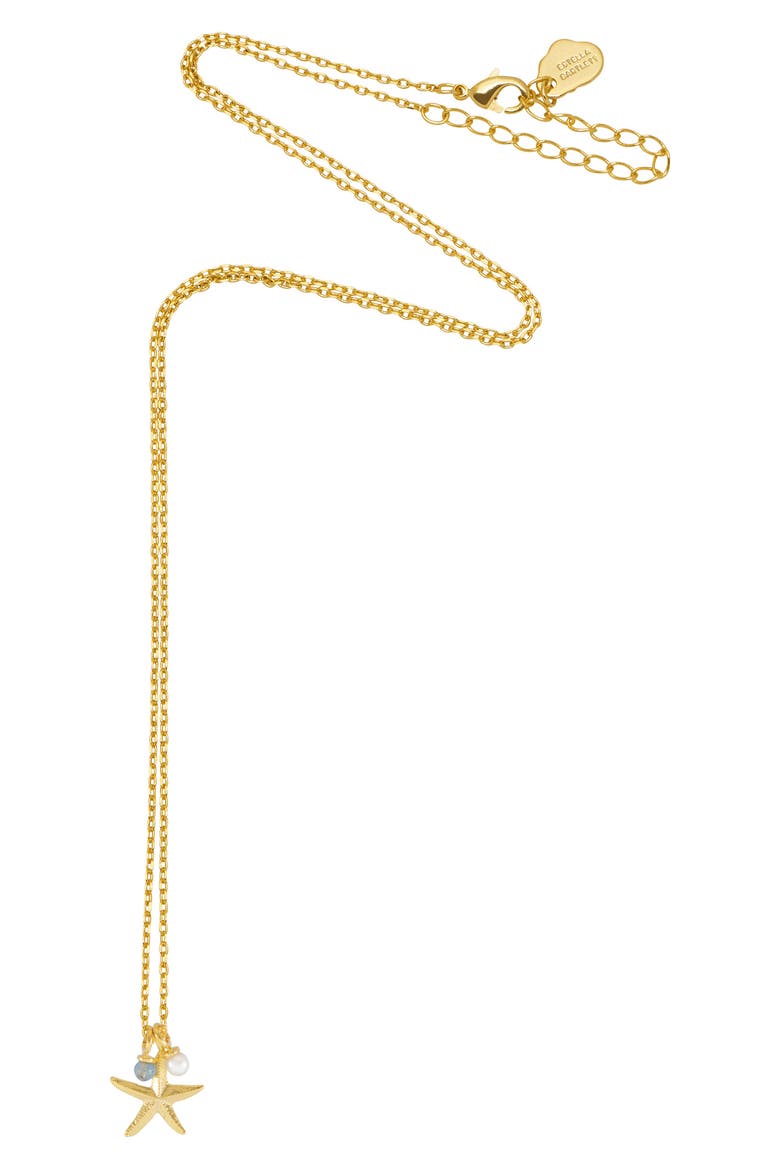 Feelin' Beachy Starfish & Bead Charms Necklace, Alternate, color, GOLD