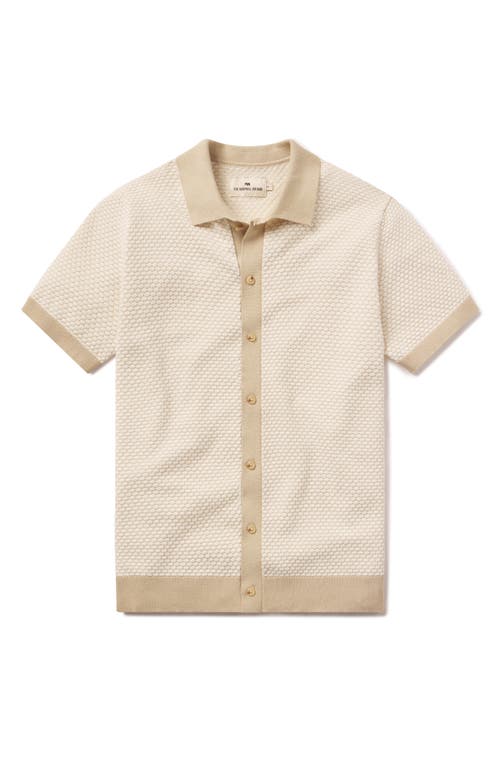 The Normal Brand Robles Jacquard Knit Short Sleeve Button-up Shirt In Ivory/khaki