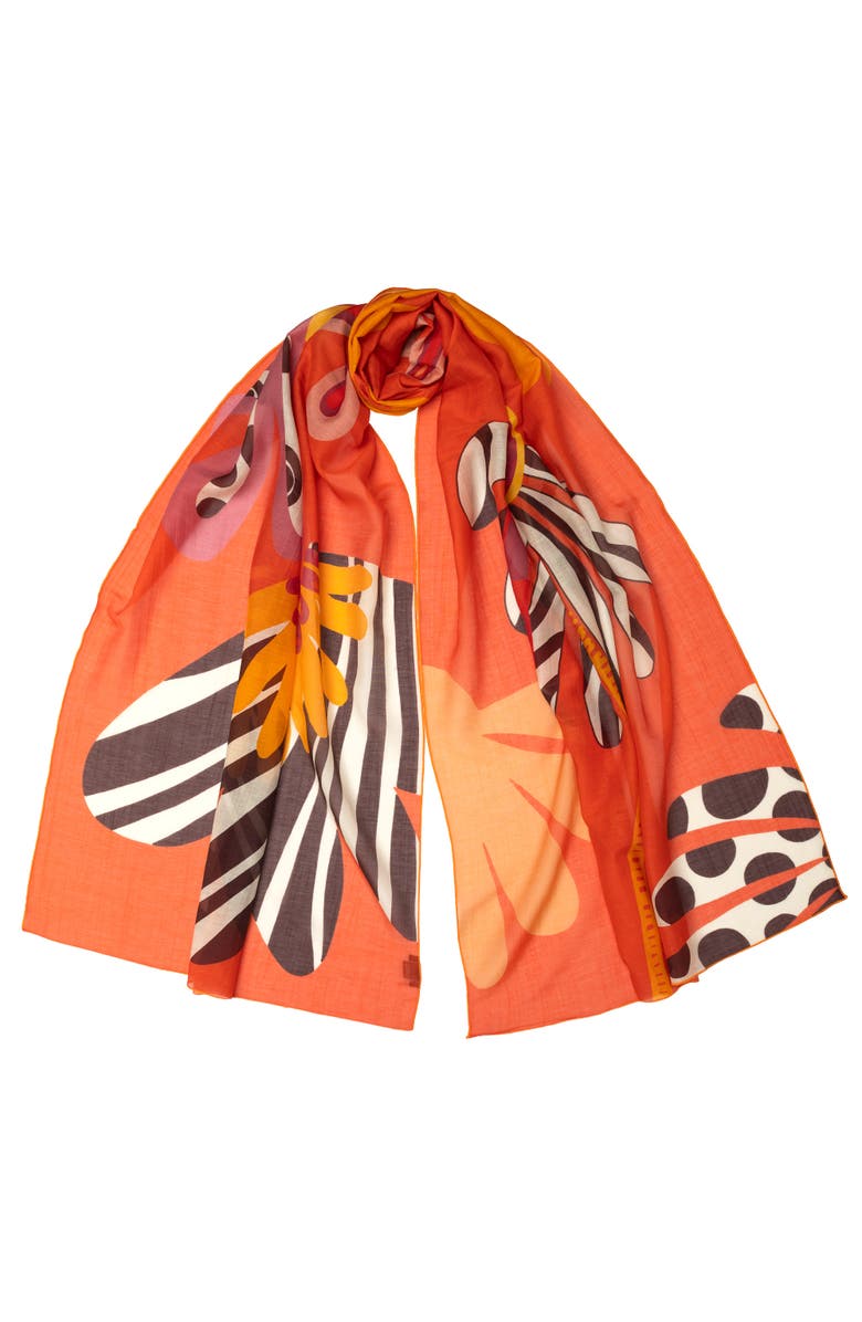 Elizabetta Monica - Cotton and Silk Scarf, Main, color, Tangerine