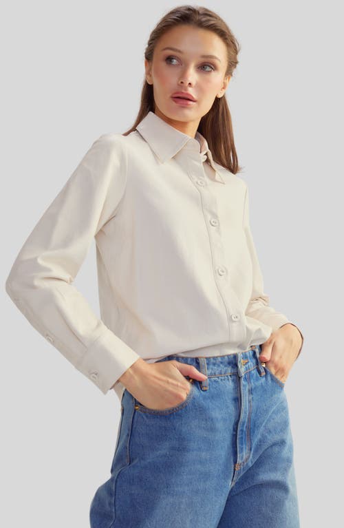 Cynthia Rowley Leather Button Up Shirt In White