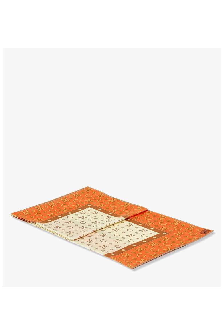 Diamond Monogram Scarf in Organic Silk, Alternate, color, Orange