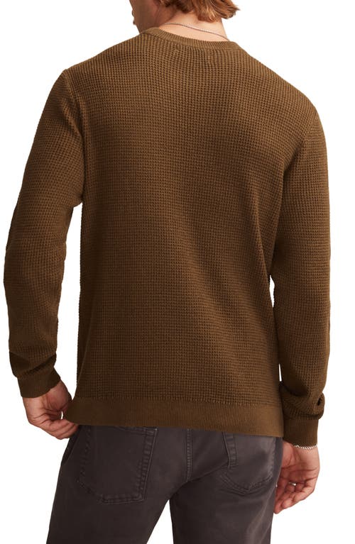 Lucky Brand Waffle Cotton & Linen Crewneck Sweater In Brown