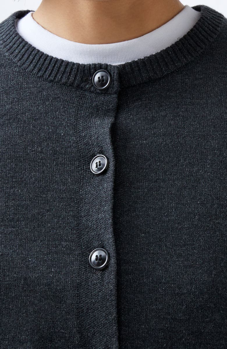 French Connection Crop Cardigan, Alternate, color, Charcoal Mel