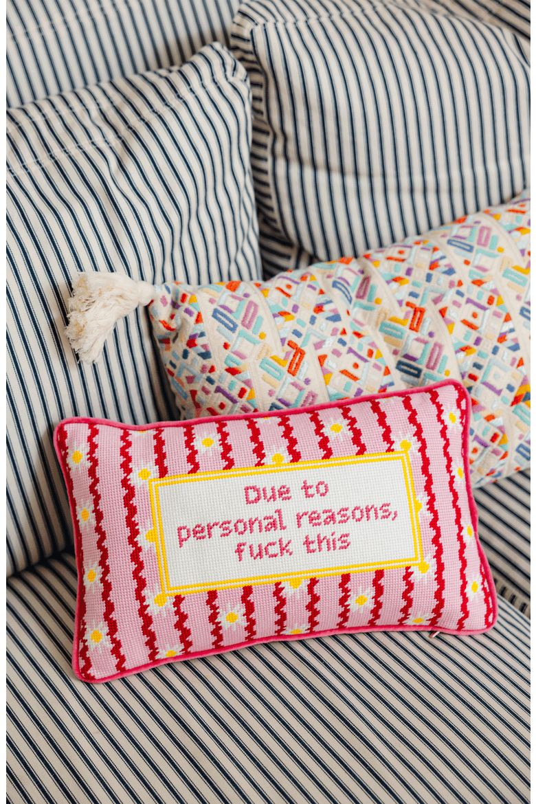 F This Needlepoint Pillow, Alternate, color, F This