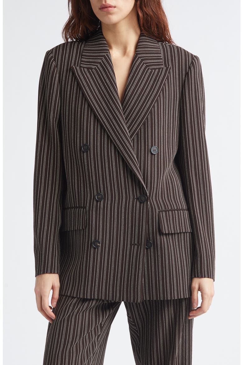 Journey Double Breasted Pinstripe Blazer, Main, color, DEEP TUNDRA