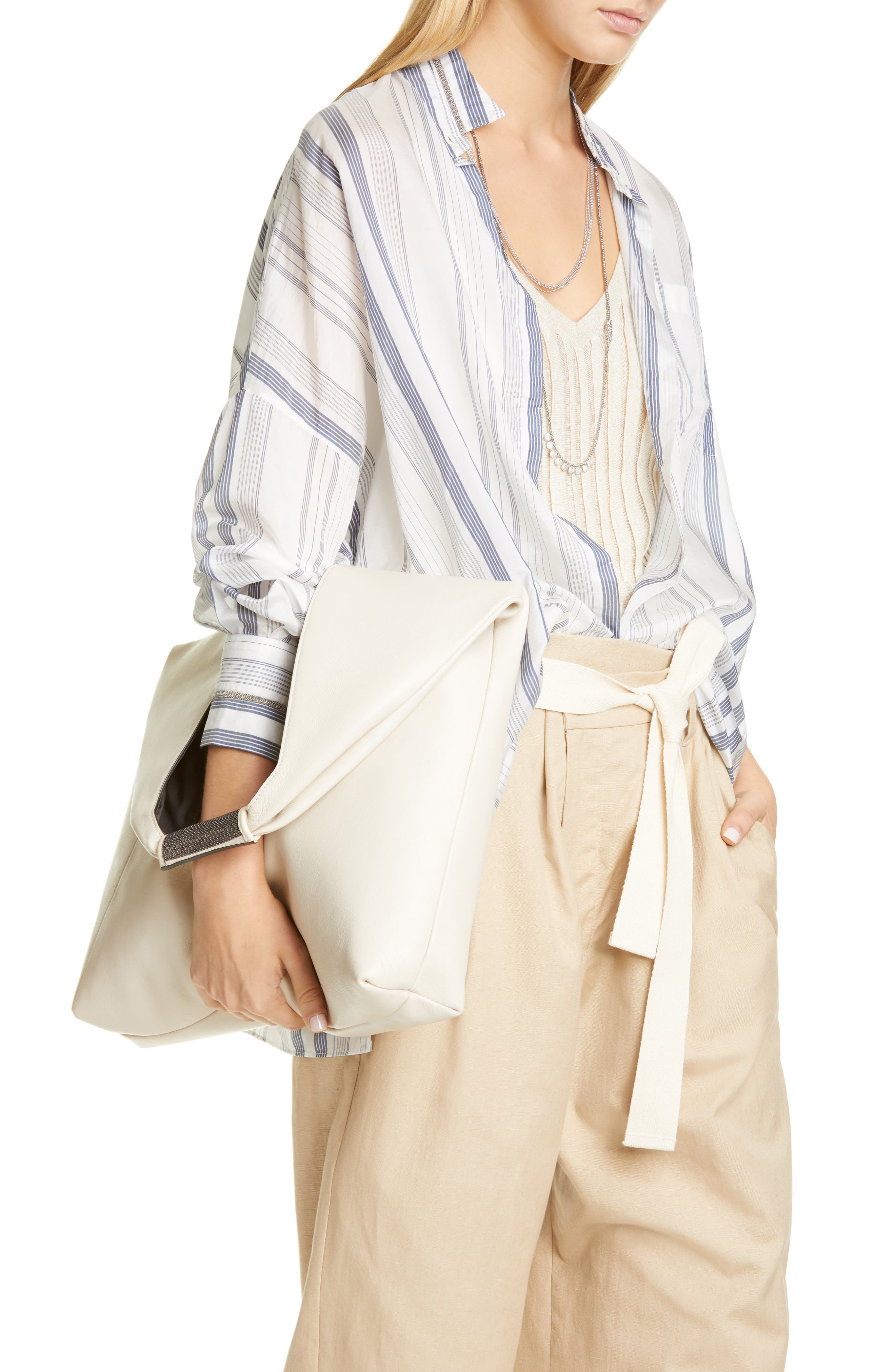 Brunello Cucinelli Leather Wrap Hobo Bag, Alternate, color, 