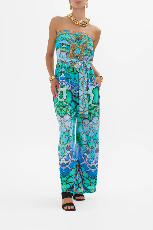 Camilla Tie Waist Strapless Jumpsuit Land Of Wonder In Land Of Wonder
