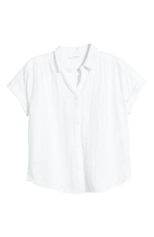 Beachlunchlounge Noa Embroidered Cotton Blend Button-up Top