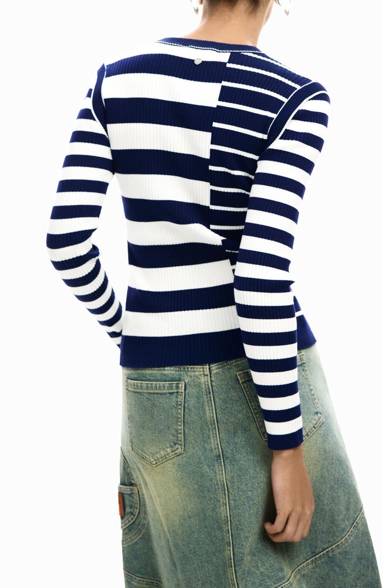 Desigual Stripe Rib Sweater, Alternate, color, 