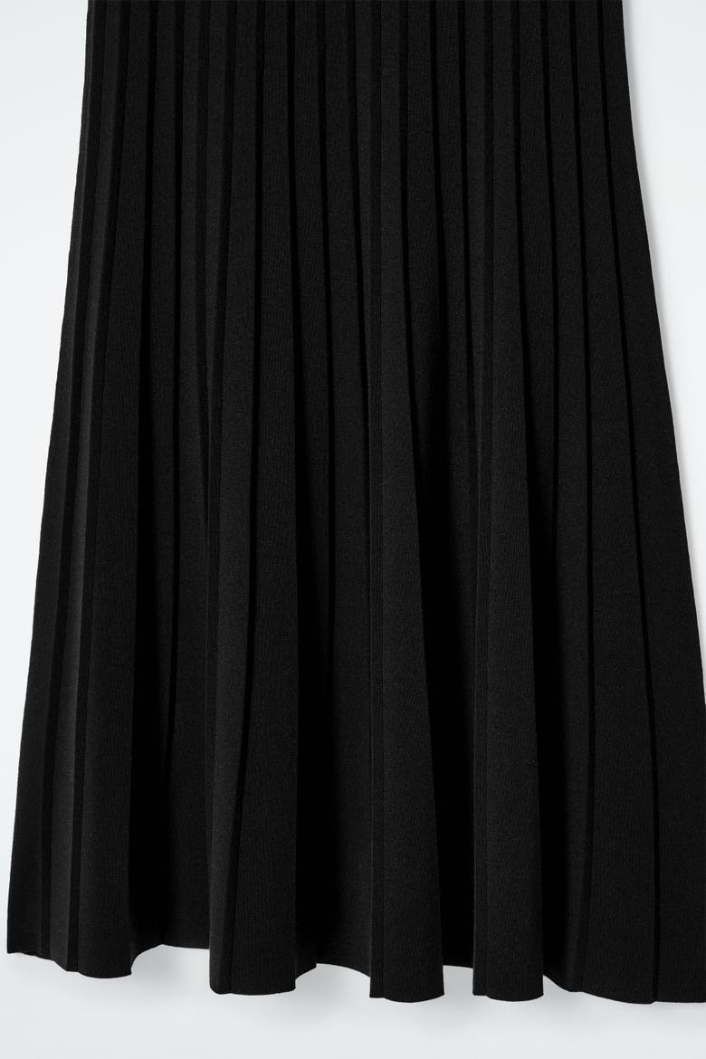 Knitted Pleated Maxi Dress, Alternate, color, BLACK