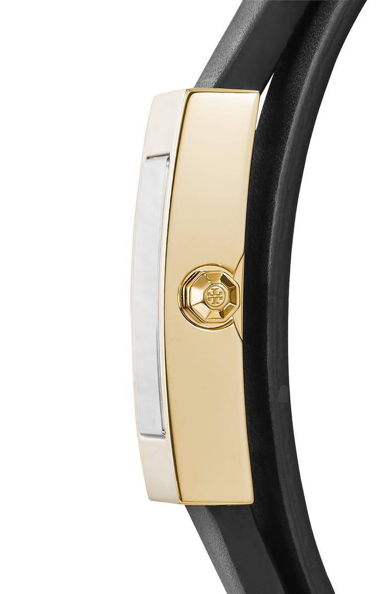 Tory Burch 'Buddy Signature' Rectangular Wrap Leather Strap Watch, 17mm x 31mm, Alternate, color,