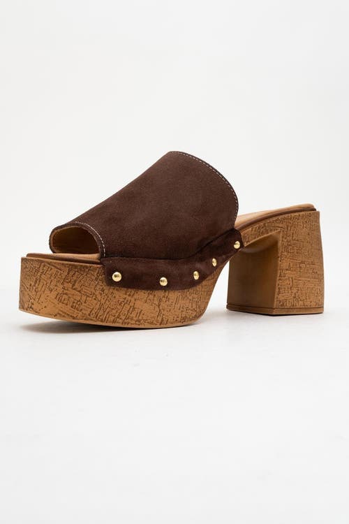 Forever & Always Shoes Pull Leather Platform Mules In Brown