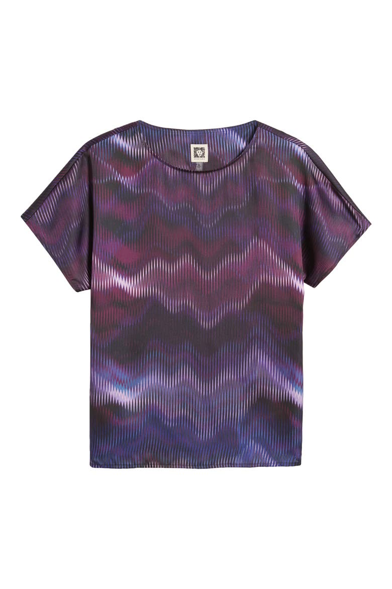 Abstract Print Short Sleeve Top, Alternate, color, DEEP PLUM MULTI