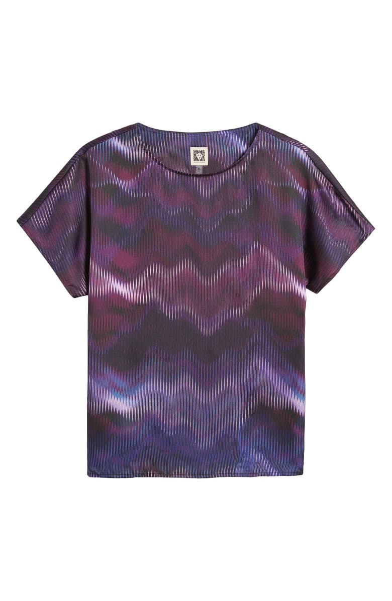 Anne Klein Abstract Print Short Sleeve Top, Alternate, color,
