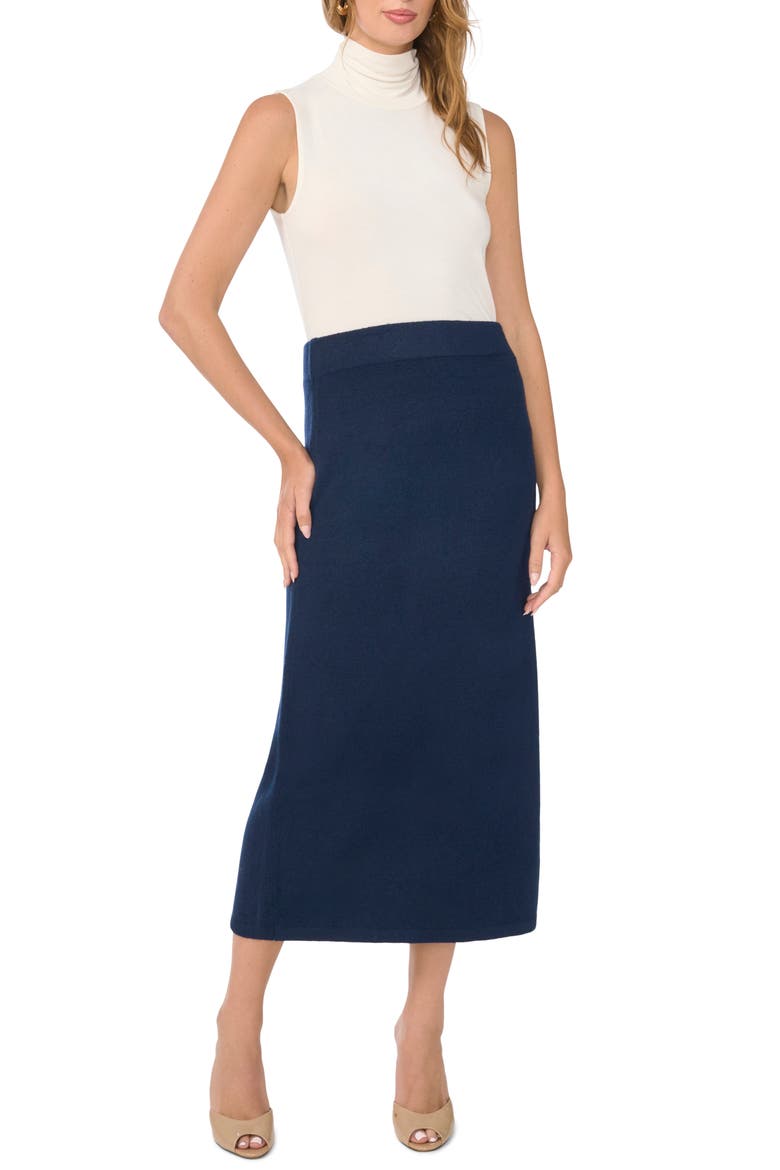 Side Slit Midi Skirt, Alternate, color, CLASSIC NAVY