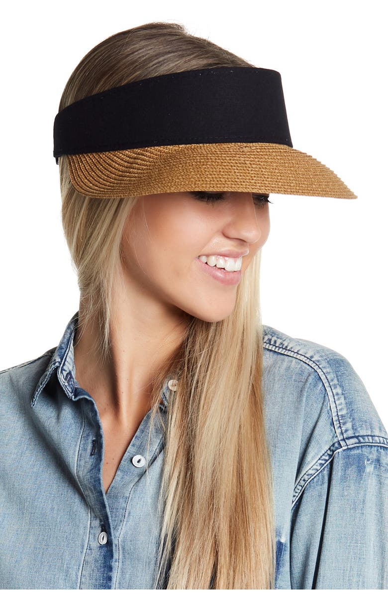 NORDSTROM RACK Mixed Media Visor, Main, color, Dark Natural