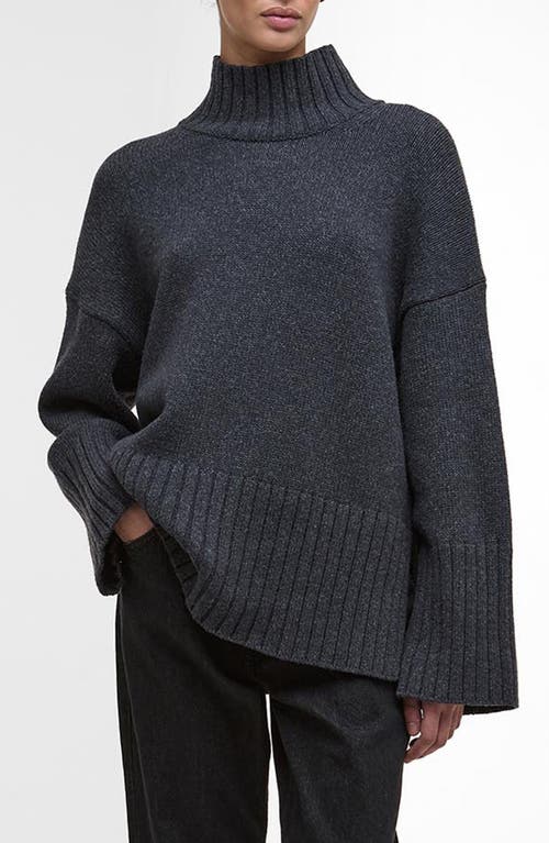 Barbour Serena Oversize Cotton & Wool Blend Mock Neck Sweater In Gray