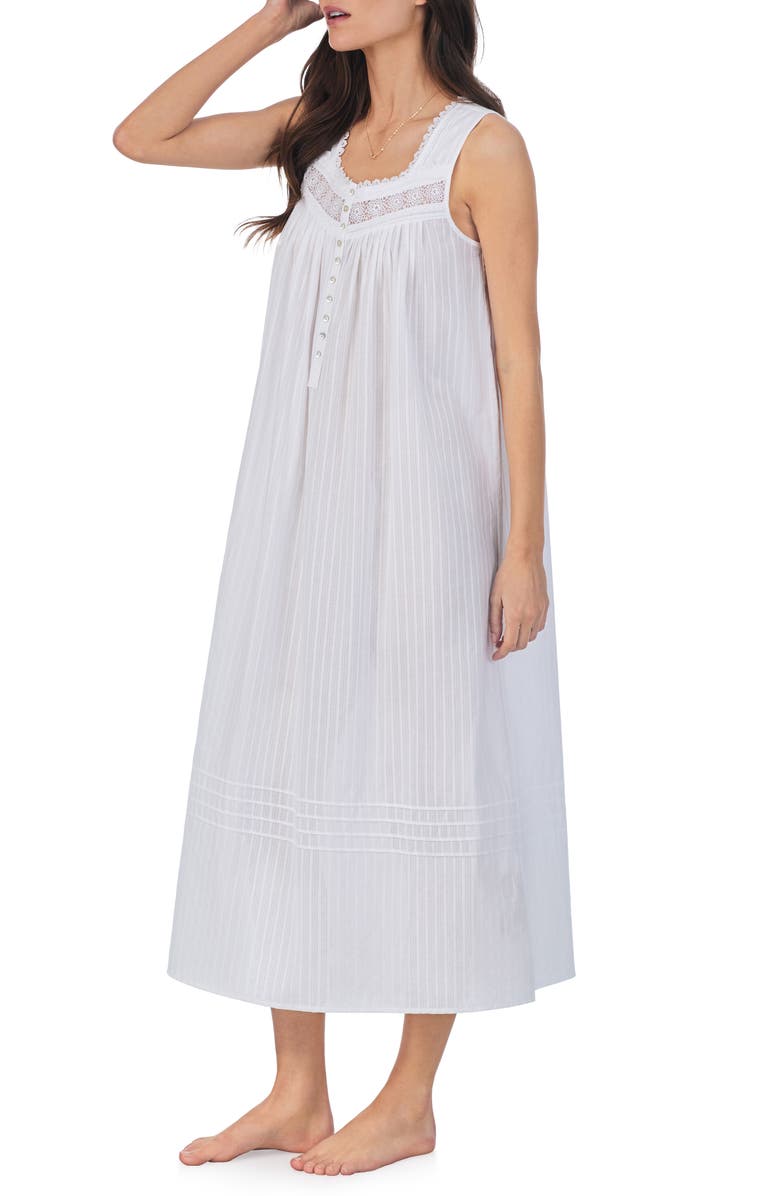 Eileen West Sleeveless Cotton Ballet Nightgown, Alternate, color, White