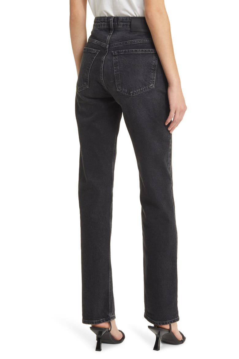 Zurie High Waist Straight Leg Jeans, Alternate, color, STORMY