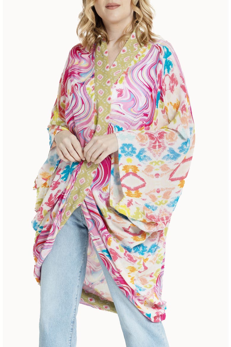Mix Print Ruana, Main, color, PINK MULTI