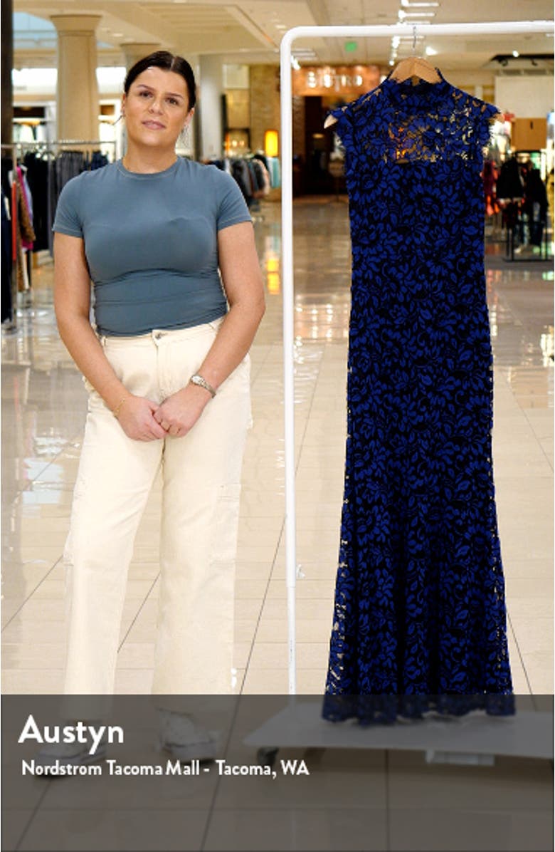 Illusion Mock Neck Open Back Sleeveless Gown, sales video thumbnail