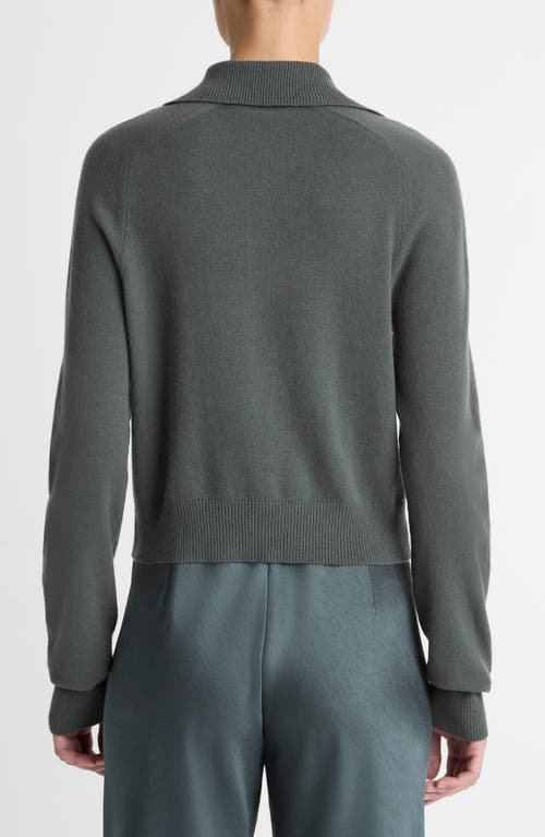Vince Button Front Polo Cardigan Sweater In Green