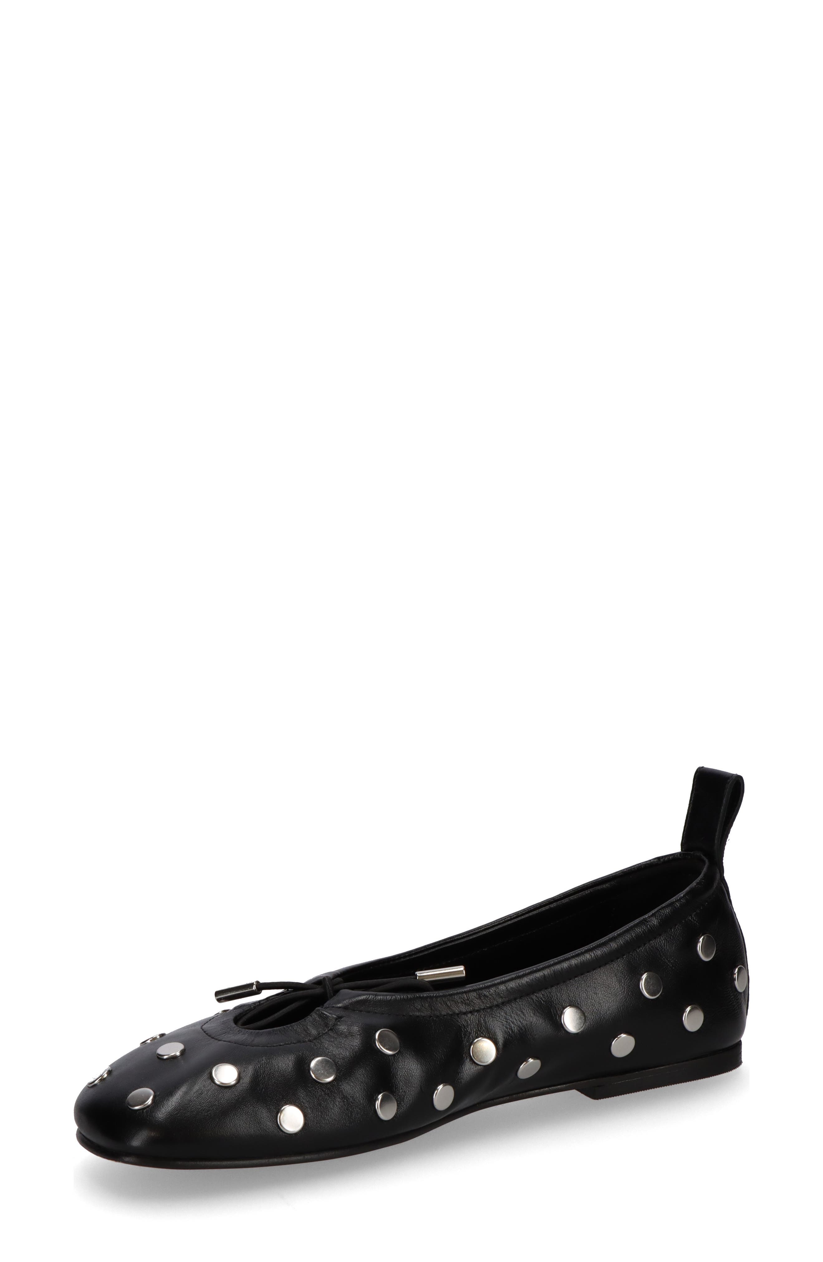 Rosalind Studded Leather Flat, Alternate, color, ALL STUDS BLACK