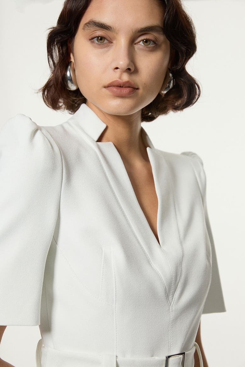 Petite Crepe Belted Jumpsuit, Alternate, color, Ivory