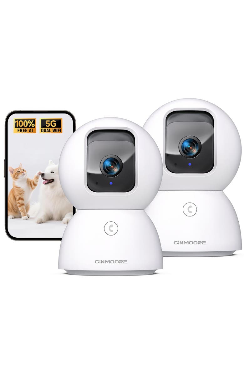 Cinmoore 2 pack Smart Indoor Camera Dual-Band WiFi6, Main, color, White