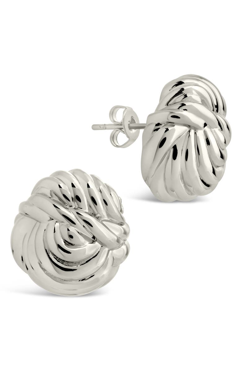 Sterling Forever Brioche Twist Stud Earrings, Main, color, 