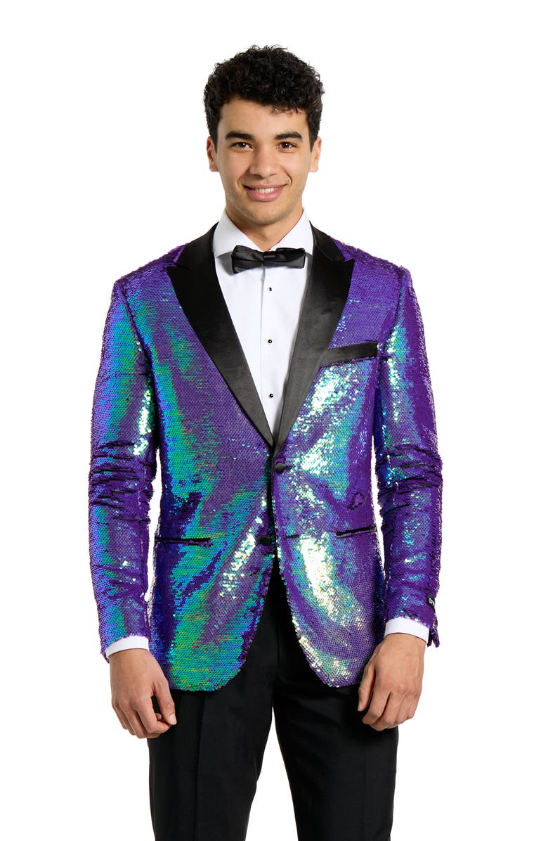 OppoSuits Sapphire Sequin Two-Piece Tuxedo & Tie, Alternate, color, Blue