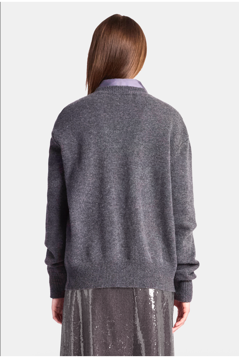 Draped Merino Cashmere Sweater, Alternate, color, Charcoal