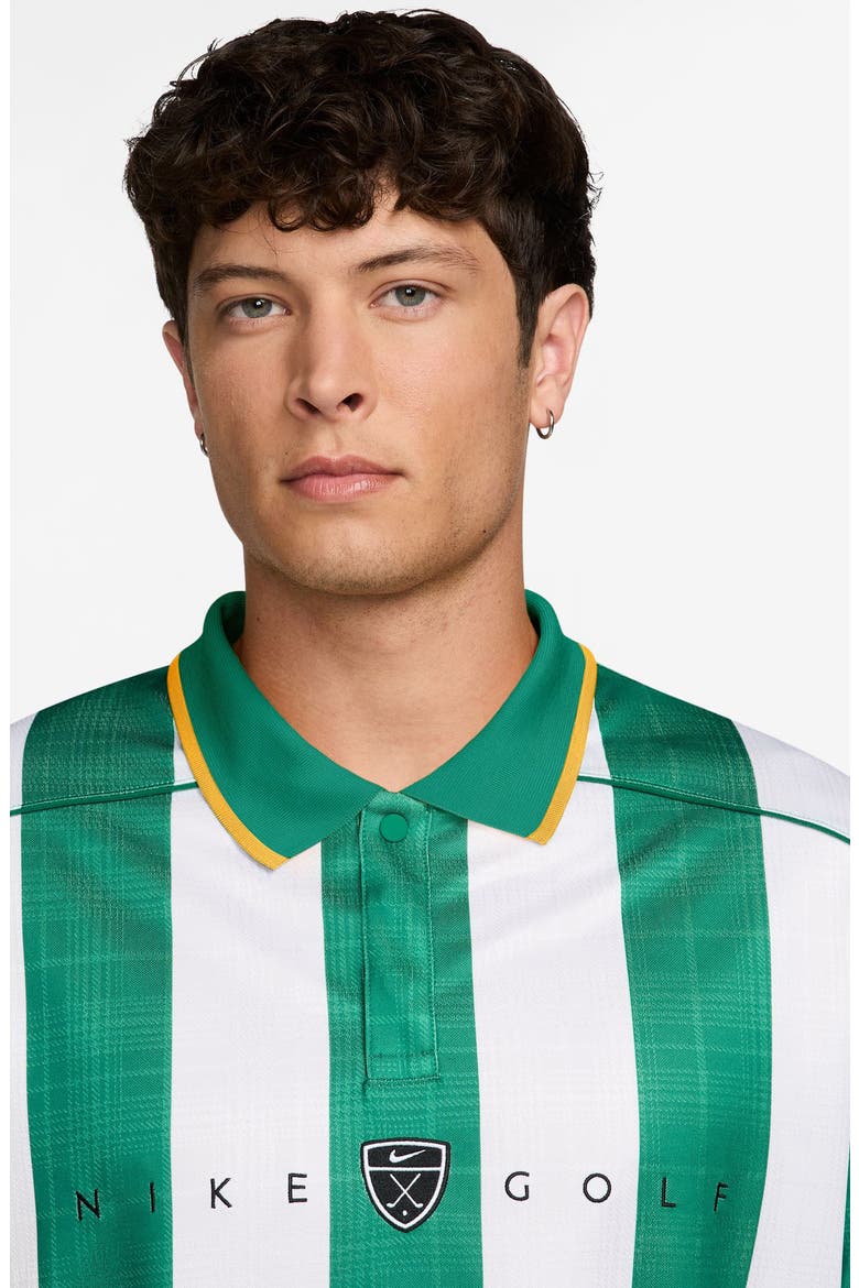 Stripe Short Sleeve Polo, Alternate, color, MALACHITE/ UNIVERSITY GOLD