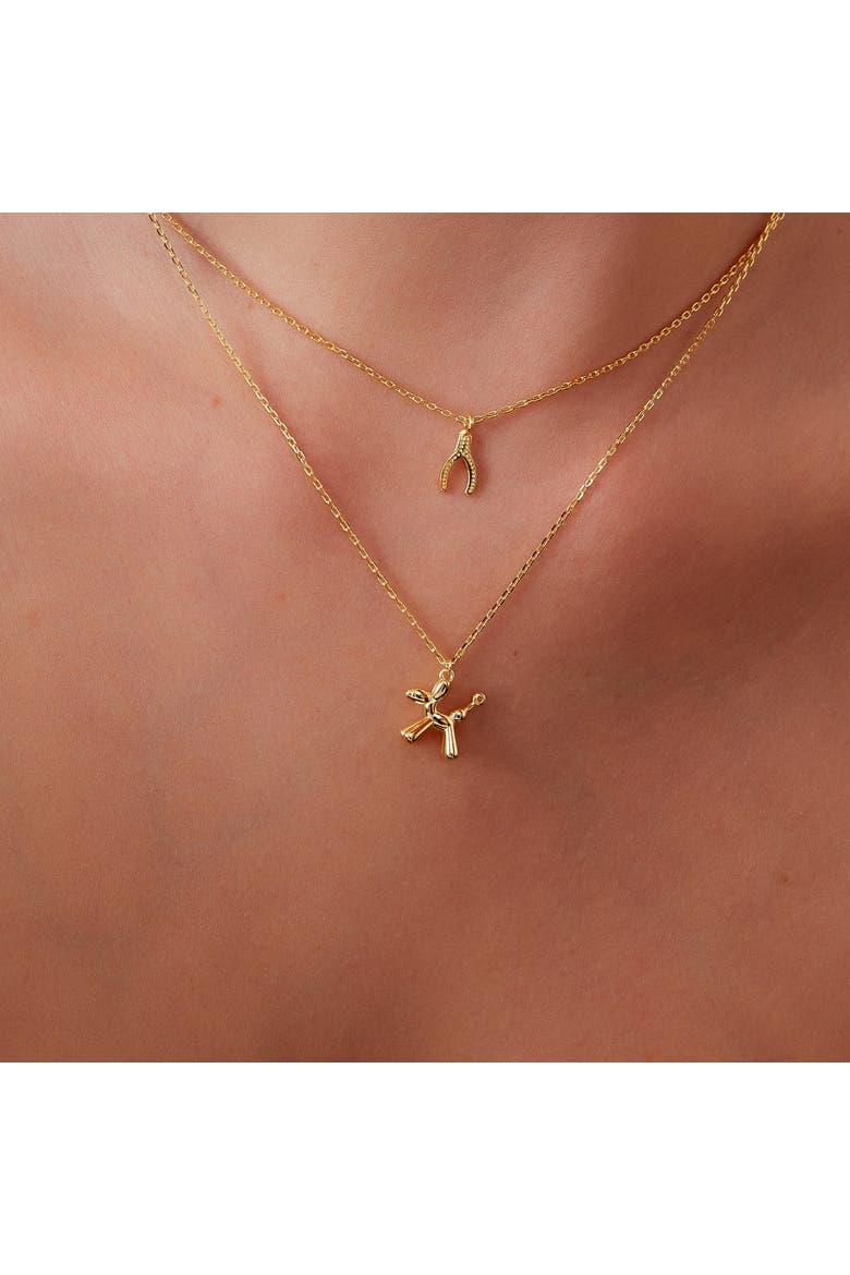 Balloon Dog Poodle Necklace In Sterling Silver, Alternate, color, Gold