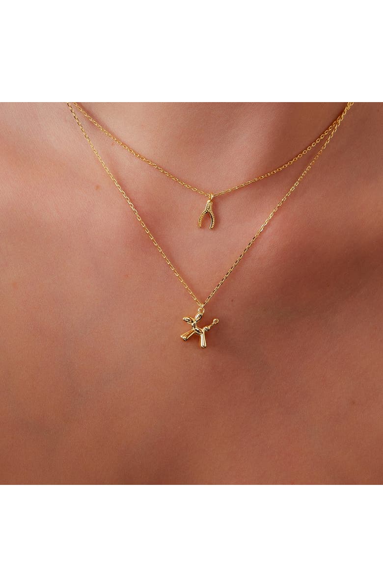 Spero London Balloon Dog Poodle Necklace In Sterling Silver, Alternate, color, Gold