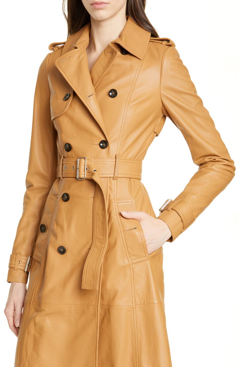 Karen Millen Leather Trench Coat, Alternate, color,
