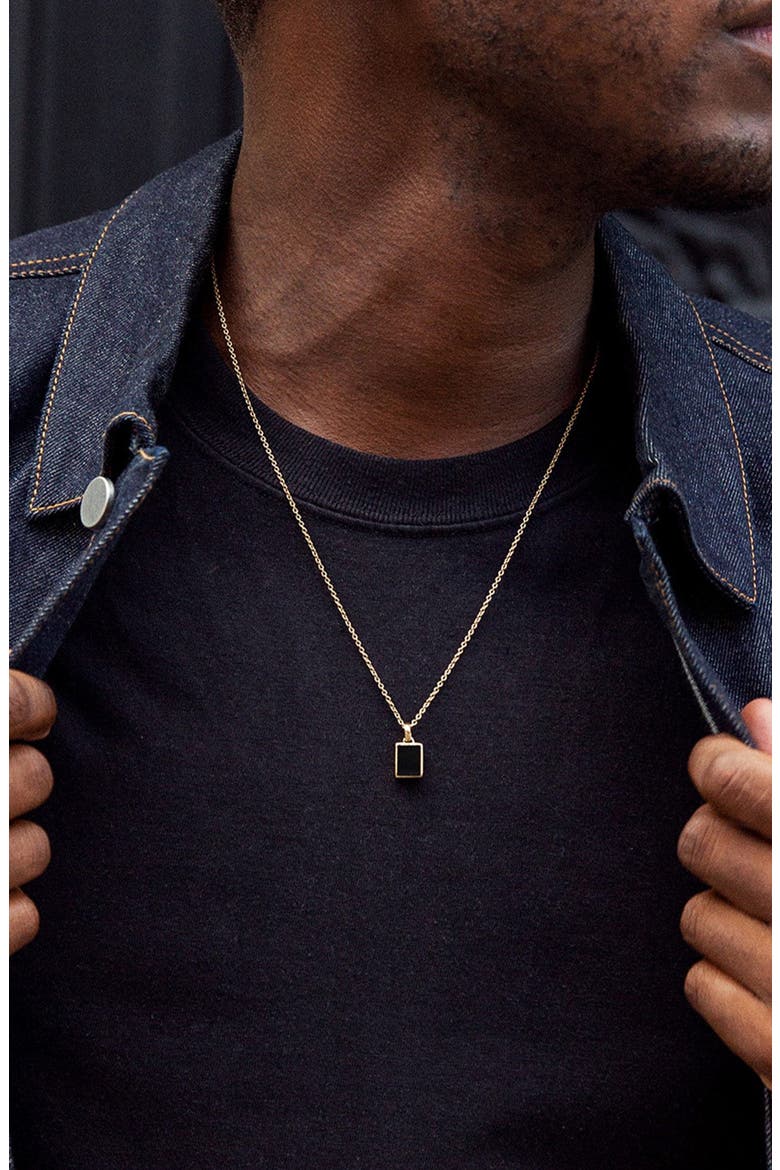 Black Onyx Pendant Necklace, Alternate, color, Yellow Gold/Black Onyx