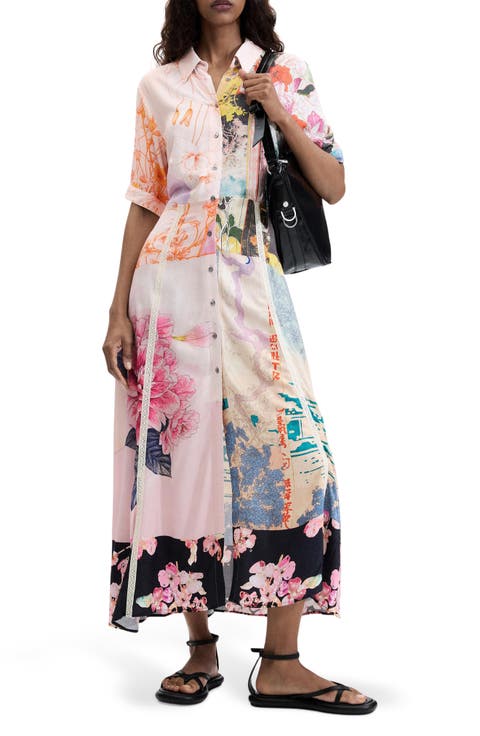Floral Mixed Print Shirtdress