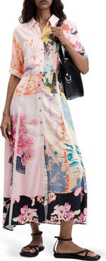 Desigual Floral Mixed Print Shirtdress