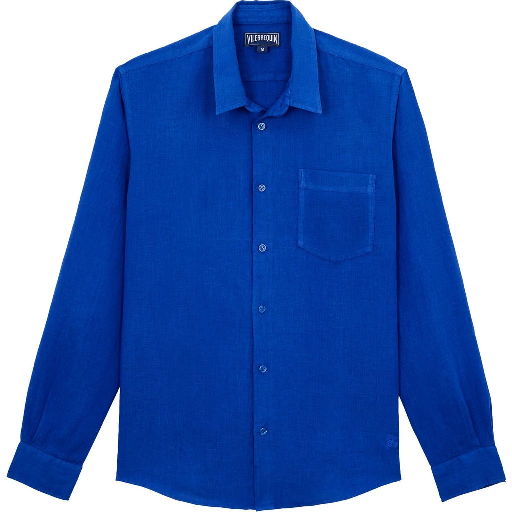 Vilebrequin Solid Linen Shirt In Blue