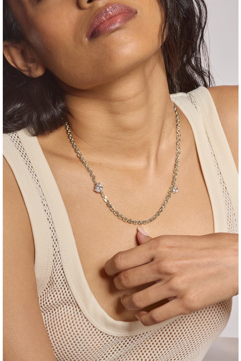 Crystal Tilt Cubic Zirconia Necklace, Alternate, color, SILVER/ CLEAR