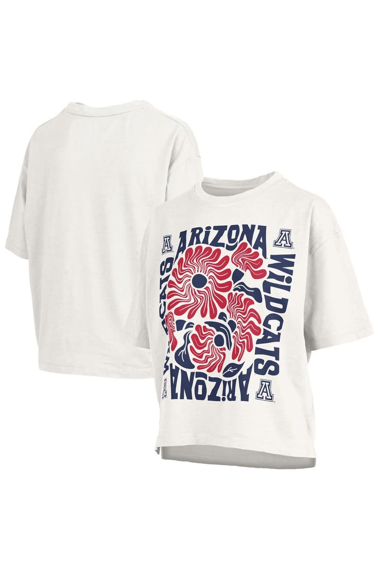 Women's Pressbox  White Arizona Wildcats Elena Oversized Slub T-Shirt, Main, color, White