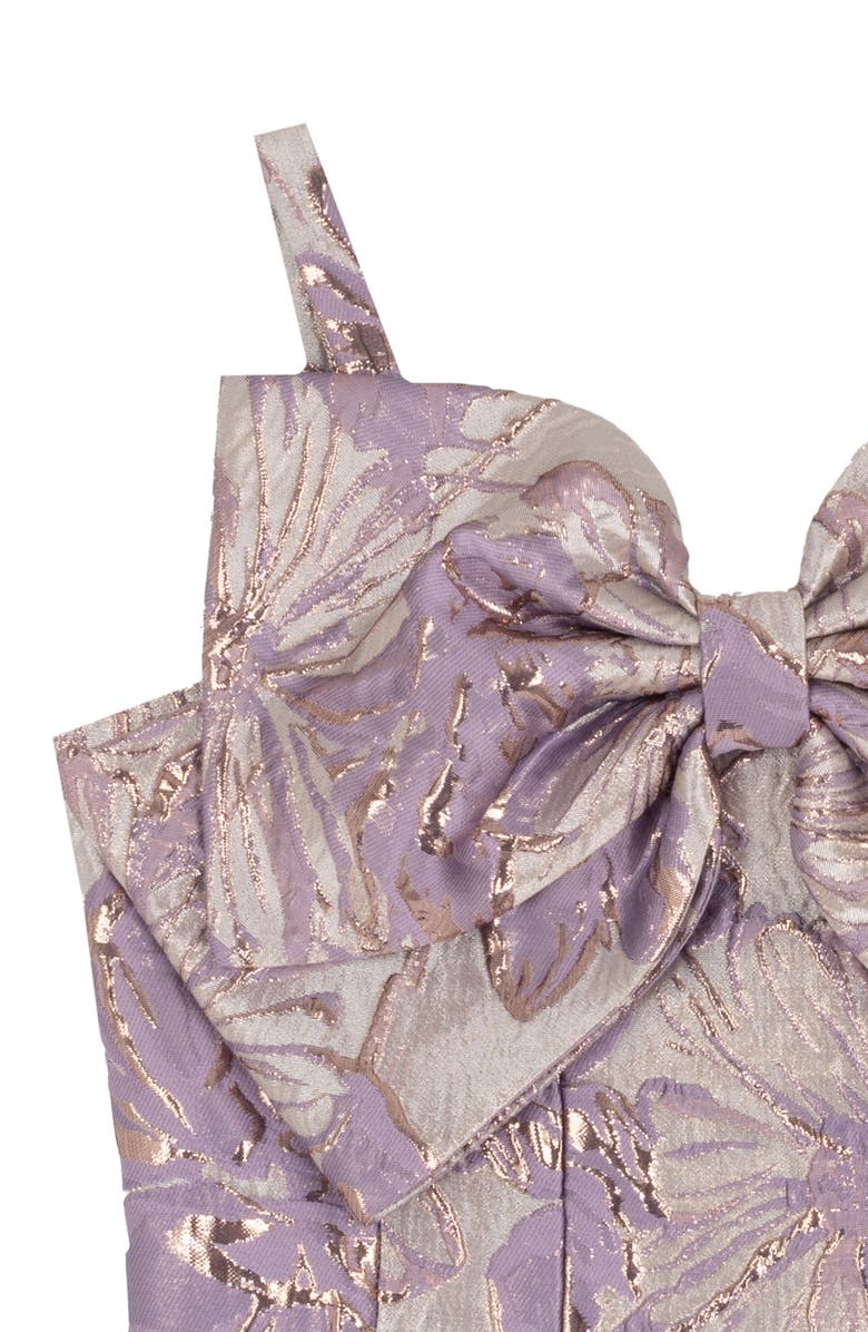 Rare Editions Kids' Metallic Brocade Bow Party Dress, Alternate, color, Lilac