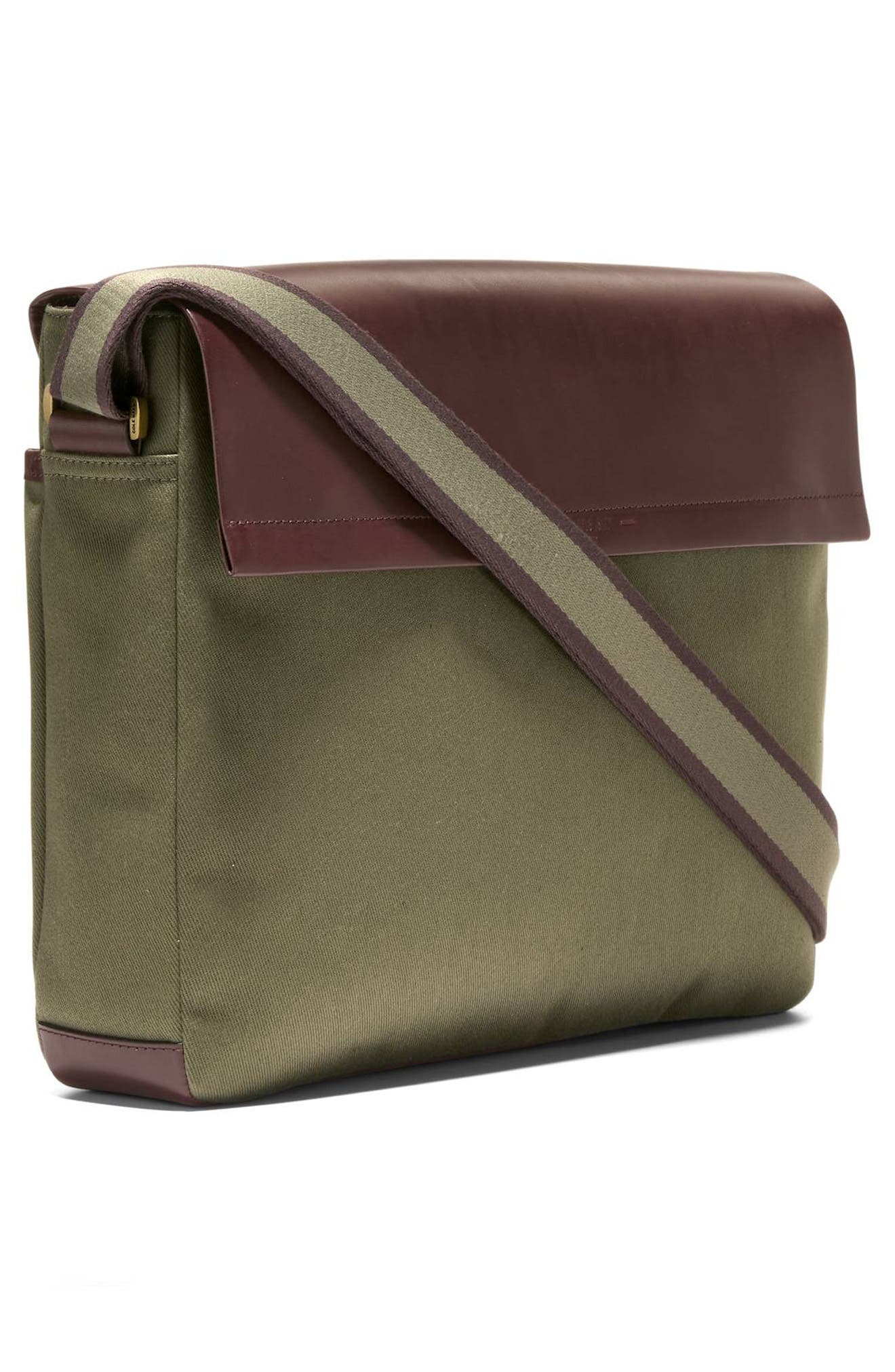 Cole Haan Judson Brushed Twill Messenger Bag, Alternate, color, Olive Green/ Ch Madiera