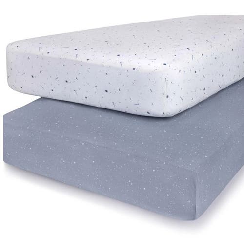 Crib Sheet Set Baby Fitted 2 Pack In Blue Celestial