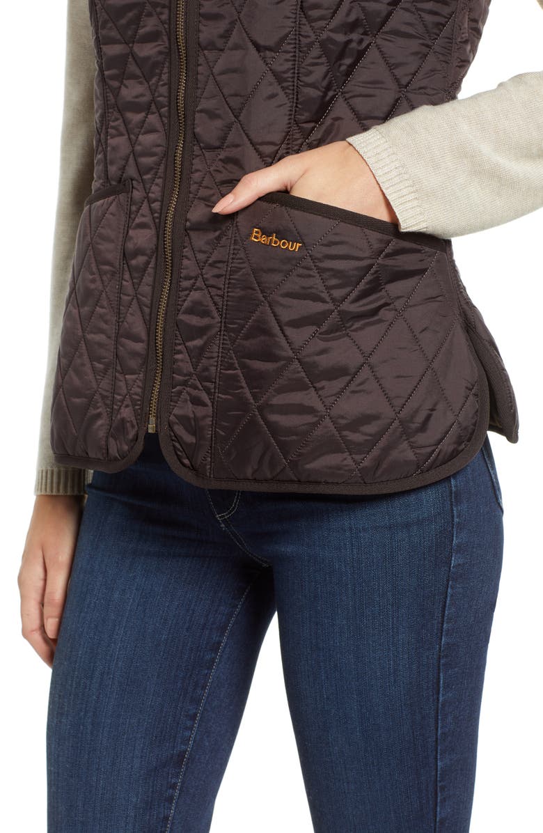 Barbour Betty Quilted Fleece Lined Vest, Alternate, color, Brown
