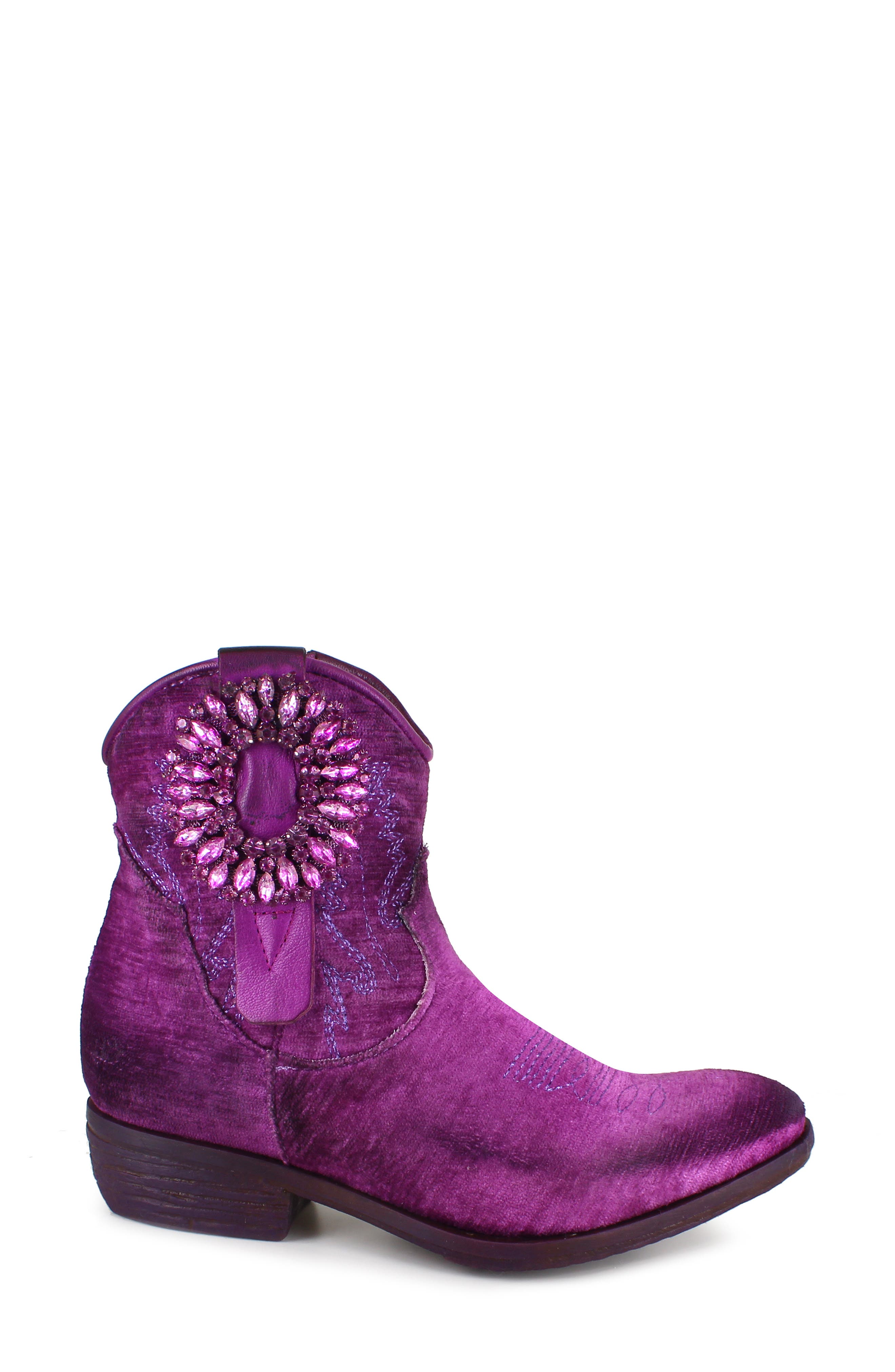 Edith Velvet Western Boot, Alternate, color, PURPLE VELVET