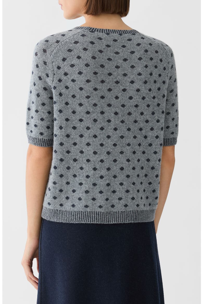 Dot Jacquard Cashmere Short Sleeve Sweater, Alternate, color, NICKELMULTI