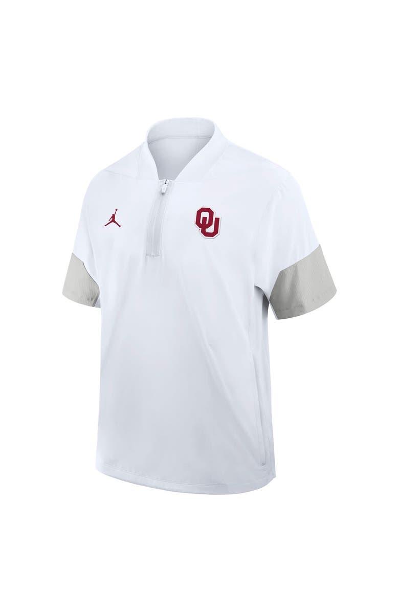 Jordan Brand Men's Jordan Brand White Oklahoma Sooners 2025 Sideline Short Sleeve Quarter-Zip Coach Jacket, Alternate, color, White